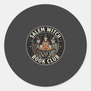 Salem Heksen Boek Club Halloween Skelet Ontwerp_1 Ronde Sticker