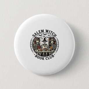 Salem Heksen Boek Club Vintage Skelet Halloween S Ronde Button 5,7 Cm