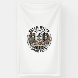 Salem Heksen Boek Club Vintage Skelet Halloween S Spandoek