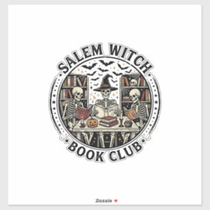 Salem Heksen Boek Club Vintage Skelet Halloween S Sticker