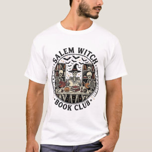 Salem Heksen Boek Club Vintage Skelet Halloween S T-shirt