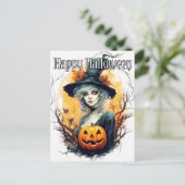 Salem Heksenillustratie - Happy Halloween Briefkaart (Staand voorkant)