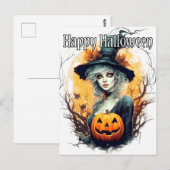 Salem Heksenillustratie - Happy Halloween Briefkaart (Voorkant / Achterkant)