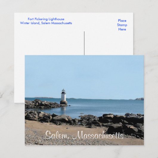 Salem MA Bay Fort Pickering Lighthouse Post Card Briefkaart (Voorkant / Achterkant)