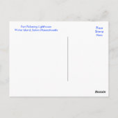 Salem MA Bay Fort Pickering Lighthouse Post Card Briefkaart (Achterkant)