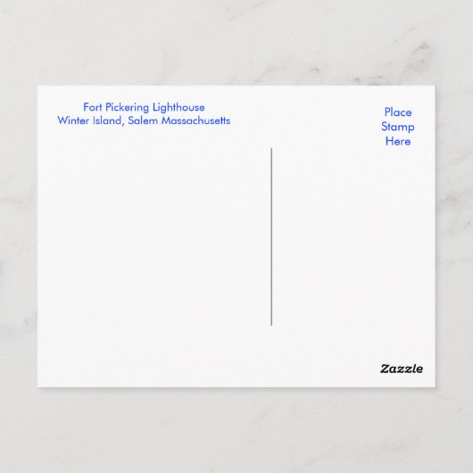 Salem MA Bay Fort Pickering Lighthouse Post Card Briefkaart (Achterkant)