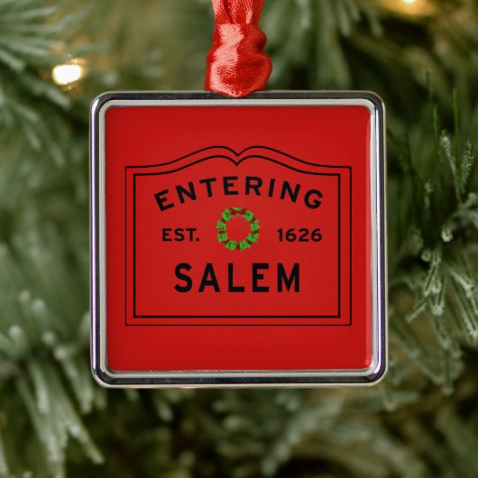 Salem, MA Holidau Metalen Ornament (Boom)