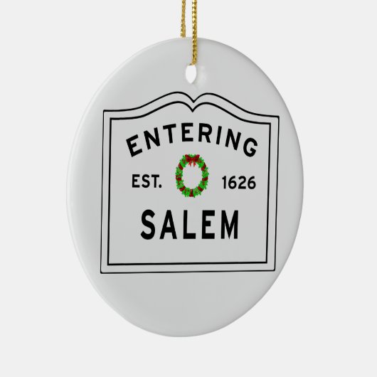 Salem, MA Holiday Wreated Ceramic Ornament (Rechts)