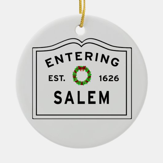 Salem, MA Holiday Wreated Ceramic Ornament (Voorkant)
