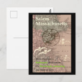  Salem MA-kaart Briefkaart (Voorkant / Achterkant)