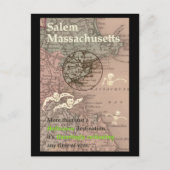  Salem MA-kaart Briefkaart (Voorkant)