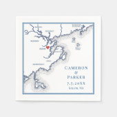 Salem MA Kaart Elegant Navy Blue Bruiloft Servet (Voorkant)