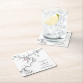 Salem MA Kaart Elegant Zwart Wit Trouwgunst Kartonnen Onderzetters (Insitu)