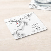 Salem MA Kaart Elegant Zwart Wit Trouwgunst Kartonnen Onderzetters (Schuin)