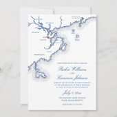 Salem MA North Shore Kaart Elegant Navy Wedding (Voorkant)
