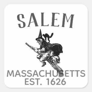 Salem Massachusetts heks op bruin met kat Vierkante Sticker