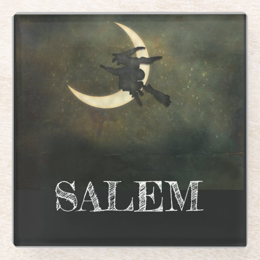 Salem Massachusetts heks over Moon Halloween Glazen Onderzetter (Voorkant)