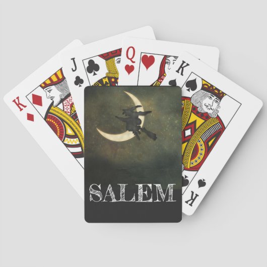 Salem Massachusetts heks over Moon Halloween Pokerkaarten (Achterkant)