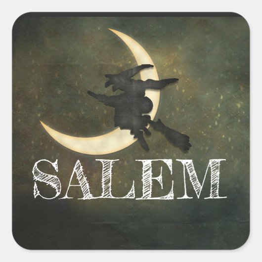 Salem Massachusetts heks over Moon Halloween Vierkante Sticker (Voorkant)