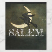 Salem Massachusetts heks over Moon Halloween Wijn Etiket (Enkel label)