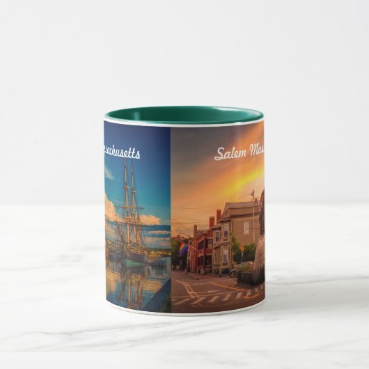 Salem Massachusetts met schip en Roger Conant Mok (Midden)