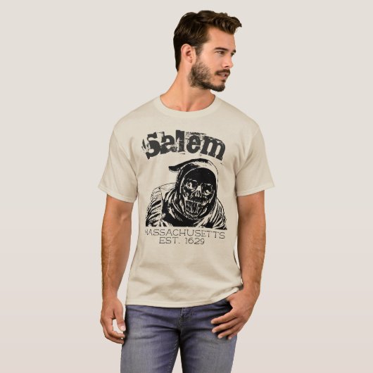 Salem Massachusetts, schedelgrimmige luier T-shirt (Voorkant volledig)