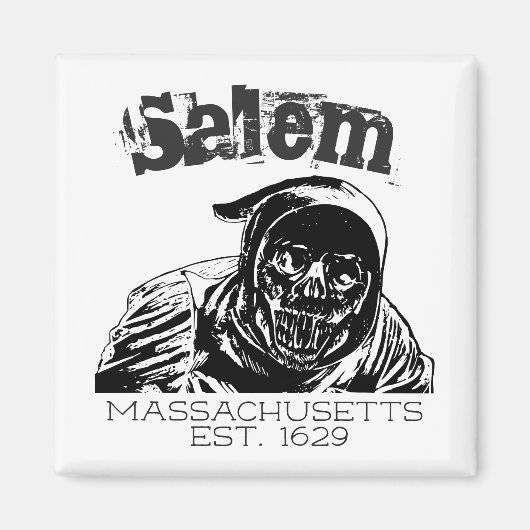 Salem Massachusetts Skull Grim Reaper Magneet (Voorkant)