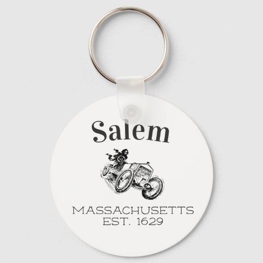 Salem Massachusetts Skull racer vintage car Sleutelhanger (Voorkant)