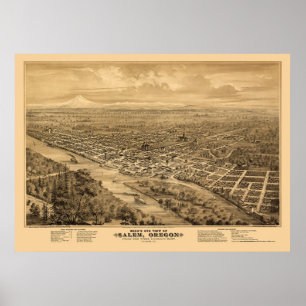 Salem, OF Panoramische Kaart - 1876 Poster