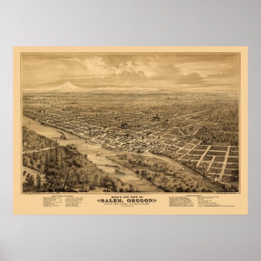 Salem, OF Panoramische Kaart - 1876 Poster (Voorkant)