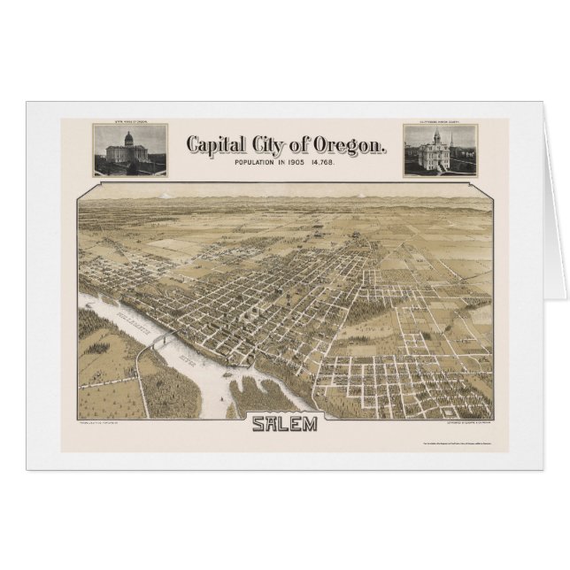 Salem, OR Panoramic Map - 1905 (Voorkant Horizontaal)