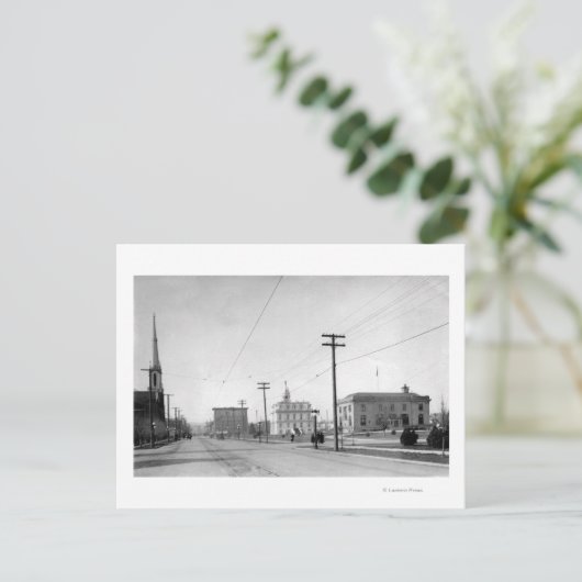 Salem, OR Town Uitzicht State Street Foto Briefkaart (Staand voorkant)