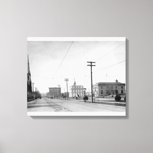 Salem, OR Town Uitzicht State Street Foto Canvas Afdruk (Voorkant)