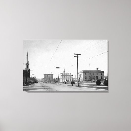 Salem, OR Town Uitzicht State Street Foto Canvas Afdruk (Voorkant)