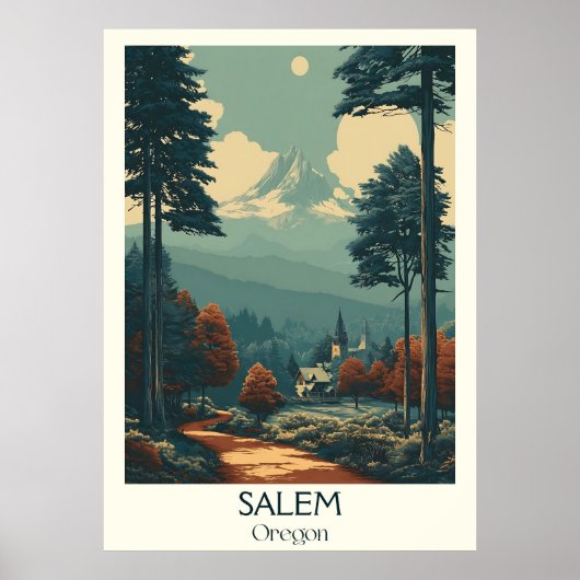 Salem Oregon  Capitol Forest Travel Art Poster (Voorkant)