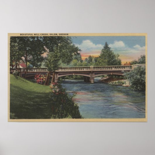 Salem, Oregon - Mooie Mill Creek Poster (Voorkant)