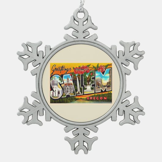 Salem Oregon of  groot Briefkaart Tin Sneeuwvlok Ornament (Voorkant)
