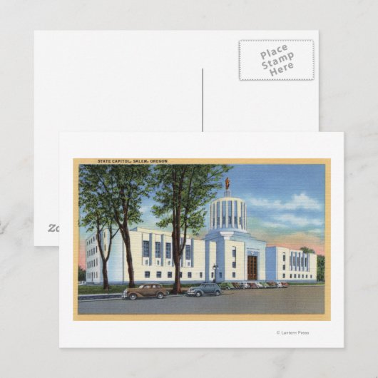 Salem, Oregon - Uitzicht voor het staatskapitolgeb Briefkaart (Voorkant / Achterkant)