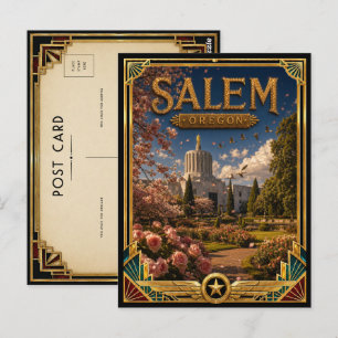 Salem Oregon Vintage Art Deco Gouden Tijdperk Briefkaart