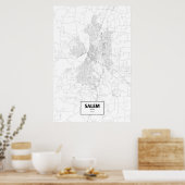 Salem, Oregon (zwart op wit) Poster (Keuken)