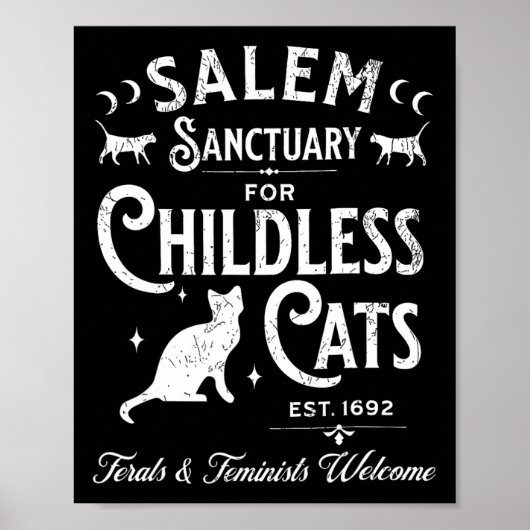 Salem Sanctuary Kinderloze Kat  Hekserig Vrouwtje Poster (Voorkant)