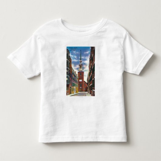 Salem Street Uitzicht van de oude Noordelijke Kerk Kinder Shirts (Voorkant)