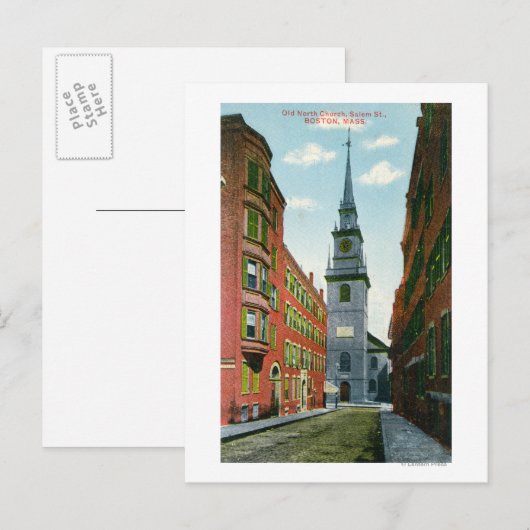 Salem Street Uitzicht van Old North Church Bldg #  Briefkaart (Voorkant / Achterkant)