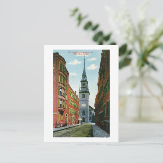 Salem Street Uitzicht van Old North Church Bldg #  Briefkaart (Staand voorkant)