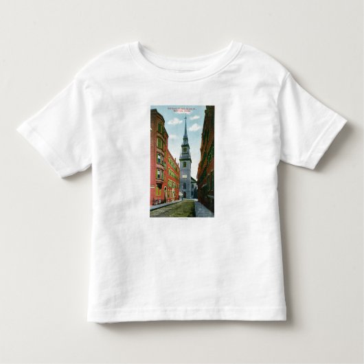 Salem Street Uitzicht van Old North Church Bldg # Kinder Shirts (Voorkant)