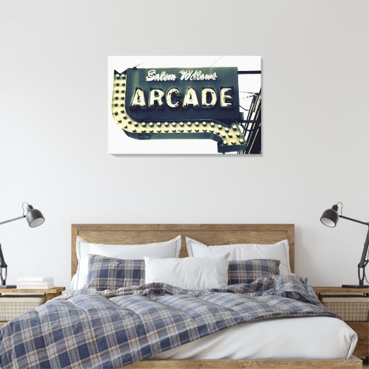 Salem Willows Arcade Neon Sign Canvas Print (Insitu (Slaapkamer))