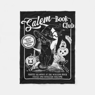 Salem Witch Book Club Bookish Retro Halloween Zwar Fleece Deken