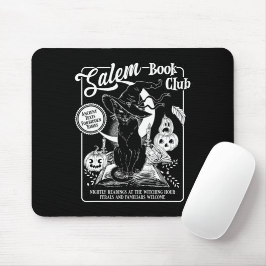 Salem Witch Book Club Bookish Retro Halloween Zwar Muismat (Met muis)
