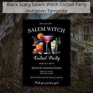 Salem Witch Enge Cocktail Party Black Halloween Kaart