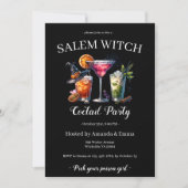 Salem Witch Enge Cocktail Party Black Halloween Kaart (Voorkant)